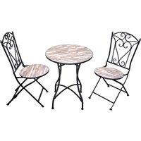 Shatchi Mosaic Bistro Set with Round Table & Folding Chairs