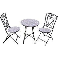 Shatchi Mosaic Bistro Set Three Piece Outdoor Ceramic Table & Chairs