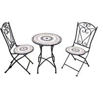 Shatchi Mosaic Bistro Set with Folding Chairs & Ceramic Tile Table