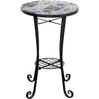 Shatchi 35cm Mosaic Plant Stand Side Table with Ceramic Tile Top