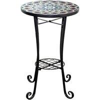 Shatchi 35cm Casablanca Mosaic Plant Stand Side Table Ceramic Tile Top