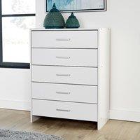 Home Source Chest 5 Drawers Bedroom Oak Black Storage Organiser Bedside Cabinet in White