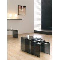 Thats Furniture Milan Glass Nest of 3 Side Tables for Living Room in Black