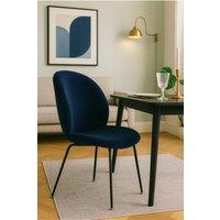 Fusion Living Luxurious Velvet Dining Chair with Black Metal Legs in Navy