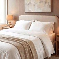 Bedable 100% Cotton Bedding Bundle Percale Cooling Sheets - Duvet Cover + Fitted Sheet + 4 Pillowcases + Duvet + 4 Pillows in White | Size: King