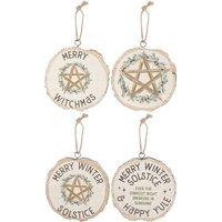 Something Different Solstice Winter Door Sign Set (Pack of 16) in Cream