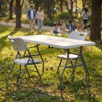 HD Designs Home Vida Garden 6ft Folding Table & Set of 2 Folding Chairs in White