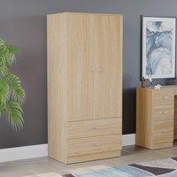 HD Designs Riano 2 Door 2 Drawer Wardrobe Storage in Brown