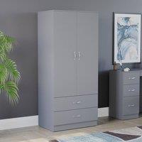 HD Designs Riano 2 Door 2 Drawer Wardrobe Storage in Grey
