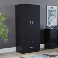 HD Designs Riano 2 Door 2 Drawer Wardrobe Storage in Black