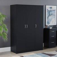 HD Designs Riano 3 Door Wardrobe Storage Organizer in Black
