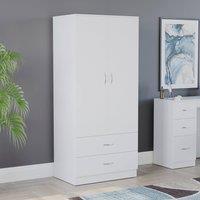 HD Designs Riano 2 Door 2 Drawer Wardrobe Storage in White