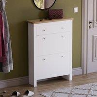 HD Designs Shoe Cabinet 2 Door 1 Drawer Storage Cupboard Stand Rack MDF in White