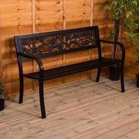 HD Designs Steel Garden Bench Rose 3 Seater Outdoor Furniture in Black