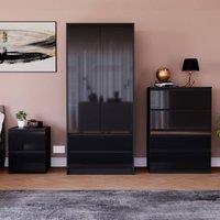 HD Designs Vida Designs Glinton 3 Piece Bedroom Set (2 Drawer Bedside Chest, 4 in Black