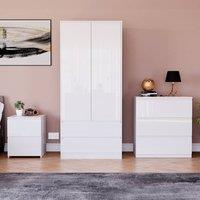 HD Designs Vida Designs Glinton 3 Piece Bedroom Set (2 Drawer Bedside Chest, 3 in White