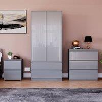 HD Designs Vida Designs Glinton 3 Piece Bedroom Set (2 Drawer Bedside Chest, 3 in Grey
