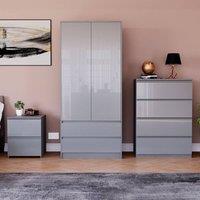HD Designs Vida Designs Glinton 3 Piece Bedroom Set (2 Drawer Bedside Chest, 4 in Grey
