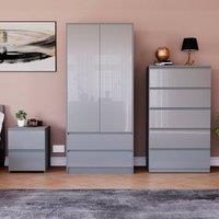 HD Designs Vida Designs Glinton 3 Piece Bedroom Set (2 Drawer Bedside Chest, 5 in Grey