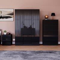 HD Designs Vida Designs Glinton 3 Piece Bedroom Set (2 Drawer Bedside Chest, 5 in Black