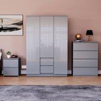 HD Designs Vida Designs Glinton 3 Piece Bedroom Set (2 Drawer Bedside Chest, 4 in Grey