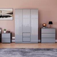 HD Designs Vida Designs Glinton 3 Piece Bedroom Set (2 Drawer Bedside Chest, 3 in Grey