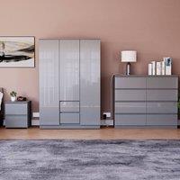 HD Designs Vida Designs Glinton 3 Piece Bedroom Set (2 Drawer Bedside Chest, 8 in Grey