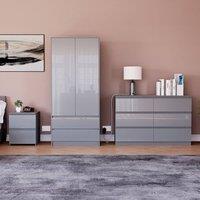 HD Designs Vida Designs Glinton 3 Piece Bedroom Set (2 Drawer Bedside Chest, 6 in Grey