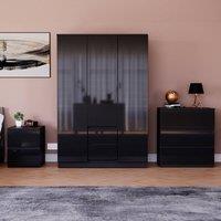HD Designs Vida Designs Glinton 3 Piece Bedroom Set (2 Drawer Bedside Chest, 3 in Black