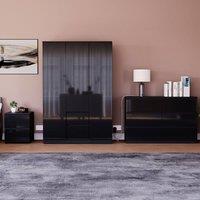 HD Designs Vida Designs Glinton 3 Piece Bedroom Set (2 Drawer Bedside Chest, 6 in Black