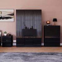 HD Designs Vida Designs Glinton 3 Piece Bedroom Set (2 Drawer Bedside Chest, 4 in Black