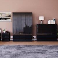 HD Designs Vida Designs Glinton 3 Piece Bedroom Set (2 Drawer Bedside Chest, 8 in Black
