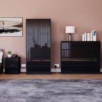 HD Designs Vida Designs Glinton 3 Piece Bedroom Set (2 Drawer Bedside Chest, 8 in Black