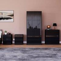 HD Designs Vida Designs Glinton 4 Piece Bedroom Set (2 Drawer Bedside Chest x2 in Black