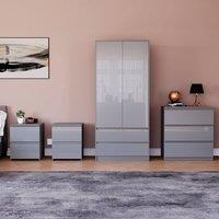HD Designs Vida Designs Glinton 4 Piece Bedroom Set (2 Drawer Bedside Chest x2 in Grey