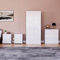 HD Designs Vida Designs Glinton 4 Piece Bedroom Set (2 Drawer Bedside Chest x2 in White