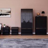 HD Designs Vida Designs Glinton 4 Piece Bedroom Set (2 Drawer Bedside Chest x2 in Black