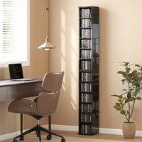 HOMCOM Set of 2 CD Storage Units DVD Shelf with Adjustable Shelves in Black