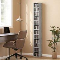 HOMCOM Set of 2 CD Storage Units DVD Shelf with Adjustable Shelves in Mid Grey