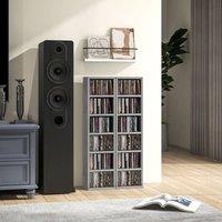 HOMCOM Set of 2 CD Storage Units DVD Shelf with Adjustable Shelves in Grey