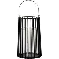 Hill Interiors Lynk Glass Lantern Candle Holder 24cm x 12cm x 12cm in Black | Size: 24 cm x 12 cm x 12 cm