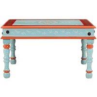 Berkfield Home Coffee Table Blue Hand Painted Solid Wood Mango