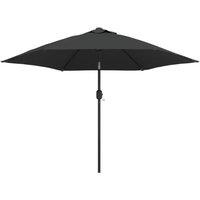 Berkfield Home Outdoor Parasol with LED Lights & Steel Pole 300cm Anthracite in Black