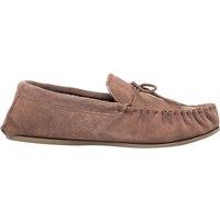Mokkers Men's Bruce Real Suede Moccasin Slippers in Taupe | Size: 13