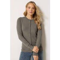 Long Tall Sally Women's Tall Crew Neck Button Cardigan in Brown | Size: 10-12