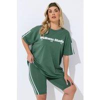 Yours Women's Side Contrast Stripe Shorts in Green | Size: 24