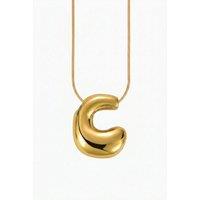 Serla Women's Bubble Initial Gold Plated Necklace Letter C