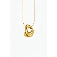 Serla Women's Bubble Initial Gold Plated Necklace Letter D