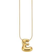 Serla Women's Bubble Initial Gold Plated Necklace Letter E