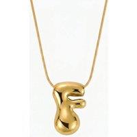Serla Women's Bubble Initial Gold Plated Necklace Letter F
